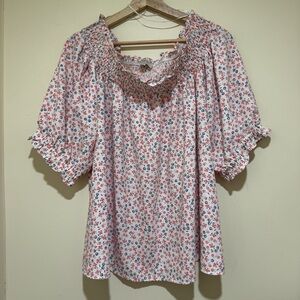 Women’s Loft Off the Shoulder Floral Spring Light Weight Short Sleeve Top S: XXL